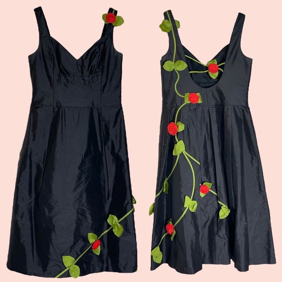 Phoebe 3D Rosette Silk Dress